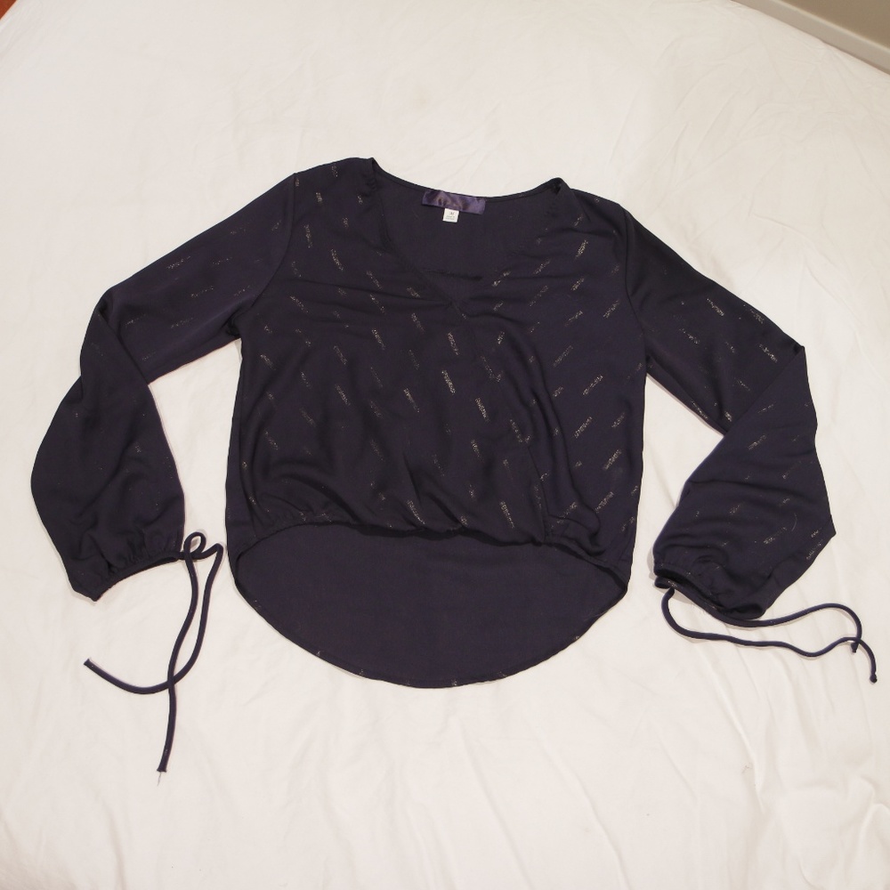 Navy V Neck Blouse Francescas